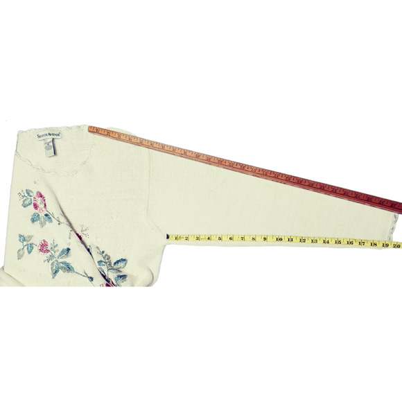 Seventh Avenue Womens Floral Embroidered Tunic Sweater Lace Trim Boho Small - Picture 8 of 12